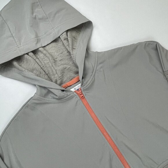 Columbia Hooded Lightweight Jacket Women’s M Knit Poly Overlay  Gray Activewear - Picture 2 of 13
